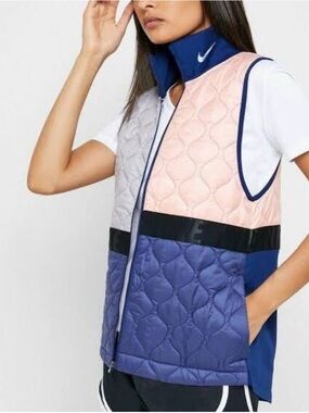 Nike Women’s Aerolayer Quilted Running Vest Colorblock - Pink/Blue/Grey